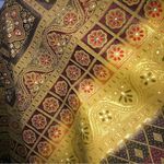 Vintage 70s Boho Kaftan Batik Golden Baroque Art Print Maxi Dress OS Brown Size undefined Photo 12