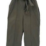 Massimo Dutti  Capri Paperbag Pants Womens 8 Olive Green Cotton Bellt Wide‎ Leg Photo 0