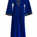 Vanity Fair VTG 80s Burgundy Teal Velvet Housecoat Long Robe Women’s Sz L USA Photo 2
