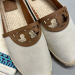 Tory Burch Sidney Espadrilles Flat Shoe Logo Slip On Cream Brown Women Size 10 Photo 5