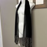 Steve Madden Sheer Black Scarf with Mixed Metal and Black Beads/Gem Accents-OS Photo 2
