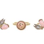Gucci  Interlocking G Flower Ring Ottone/Resin/Strass Gold Pink Crystal 702609 Photo 1