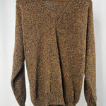 Tuttle Golf Collection Silk Alpaca Wool Blend V Neck Sweater in Brown Medium Photo 0