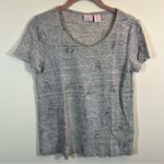 St. Tropez  West Gray Linen Bird T-Shirt XS Photo 0