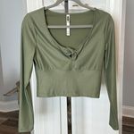 Victoria Sport Sz S Fabulous Green Crop Knit Top Photo 3