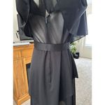 VTG 70s Gilberti Handkerchief Hem Floral Chiffon Semi Sheer Dress Fits Medium Black Photo 7