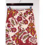 ZARA Womens Pants Red Floral Wide Leg Linen Blend Pleated Trouser Boho Small Photo 8