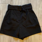 Leith Black Paper Bag Top Belted 4” Pleated High Waist Shorts with Pockets, XS Photo 0