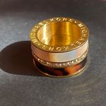 Michael Kors 🤎🤍 Size 6 Gold Plated Tortoise Shell Mother of Pearl Crystal Tri Stack Ring 🤍🤎 Photo 5