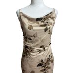 Beige Floral Satin Maxi Long Slip Dress Y2K Vtg Photo 1