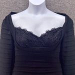 Tadashi Shoji Tadashi‎ Collection Womans Dress Size M Black Beaded Detail Pleated Bodycon Photo 3