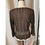 Carmen Marc Valvo Scalloped Hem Beaded Open Knit Cardigan and Tank Top Brown Photo 9