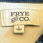 Frye And Co Denim Jean Jacket Southwestern Print Dark Wash Long Sleeve Large Blue Photo 9