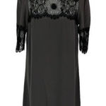 Anthropologie Dil Dress 6 Gray Silk Lace Short Sleeve Romantic Vintage Photo 0