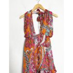 Sundress Amina Dress Size Large Fuchsia orange Print Halter Neck Asymmetric Hem Photo 9