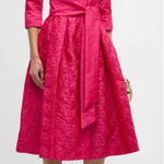 Rickie Freeman for Teri Jon Taffeta Shirt Dress w/ Eyelet Skirt Hot Pink Size 12 Photo 0