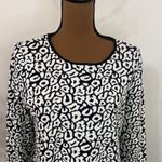 Ann Taylor cheetah print plush 3/4 cuff sleeves Crewneck plush sweater size M Photo 4