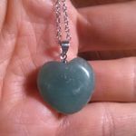 Green Aventurine Stainless Steel Heart Pendant Necklace and Heart Charm Keychain Photo 9