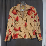 Coldwater Creek Coral Floral Blazer, Women's PS, Beaded Beach Blazer, Tropical Photo 0