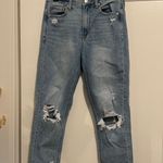 American Eagle Outfitters AEO Distressed Busted Knee Mom Jeans Size 2 Short EUC Photo 0