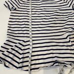 LRL Navy Blue & Cream Striped Short Sleeve Peplum Hem Top Sz 1X Cotton Photo 10
