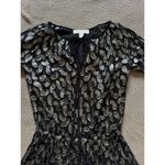 Michael Kors Womens V Neck Mini Dress Silk Blend Black Silver Metallic Sz Xs Photo 2