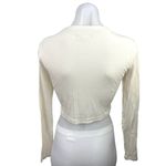 Madewell Cream Ribbed Knit Crewneck Long Sleeve Pullover Boxy Tee Crop Top Sz S Photo 1