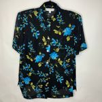 Dress Barn  Black Blue Floral Silky Blouse Sz 14W Photo 4