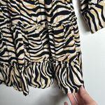 Lost + Wander Can't Be Tamed Black Beige Long Sleeve Smocked Zebra Print Dress XS Photo 7