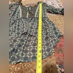 Jolt  Women's Blue Tie Neck 3/4 Bell Sleeve Peasant Top Photo 9