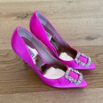 Badgley Mischka  - Cher Crystal Embellished Satin Pumps in Hot Pink & Silver Photo 0