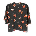 Lush Clothing Lush Krisantha Tie Front Short Sleeve Blouse Black Floral Size Small NWT Photo 6