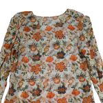 Raga Bell Sleeve Button-down Top Women's Small Vintage Floral Beige Gold Stripes Photo 4