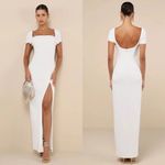 Lulus Magnificent Impression White Square Neck Short Sleeve Maxi Dress Size M Size M Photo 1
