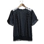 Vintage B/W 50s Polkadot Satin Top Size S Black Size M Photo 1