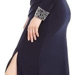 Vince Camuto Navy Dark Blue Embellished Long Sleeve Drape Evening Bodycon Maxi Dress Photo 4