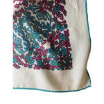 Vintage Lanvin Paris Floral Patterned Silk Scarf Blue Photo 2