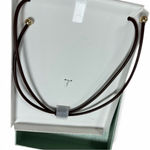 NWT Atterri Genuine Leather Necklace with Jeweled Cross Pendant Brown Photo 2