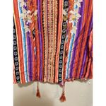Savanna Jane Embroidered Striped Tassel Tie Top Blouse Womens Size S Bohemian Red Photo 3