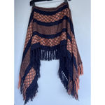 Free People Boho Western Fringe Poncho Geometric Weave Pattern Wrap Shawl OS Photo 5