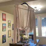 Three Dots Cream and White Stripped Cross Tie Wrap Long Sleeves Top Photo 2