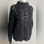 IRO Black Mock Turtle Neck Sweater with Intricate Openwork Photo 2
