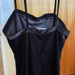 🌸 Vintage 90s black velvety mini dress vtg square neck medium M Photo 2