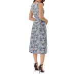 Adelyn Rae Stefani Blue Metallic Silver Midi Jacquard Cocktail Dress Size Small Photo 2