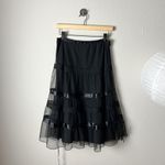 90s y2k vintage black fairy goth sheer tulle mesh lace ribbon tiered midi skirt Photo 6