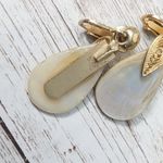 Vintage Clip On Earrings Teardrop Shape Mother of Pearl? Dangle Photo 2