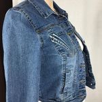 Djeans Fitted Bedazzled Jean Jacket Size 7/8 With Pockets,Buttons. Preloved Blue Photo 2