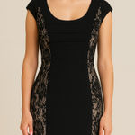 AA Studio Cap Sleeve Lace Panel Sheath Dress 12 Black Cocktail Evening Event Photo 0