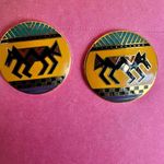 Vintage Laurel Burch "Coptic Horse" Enamel Earrings Photo 1