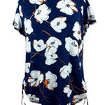 Liz Claiborne navy floral cotton T-shirt size large Photo 0